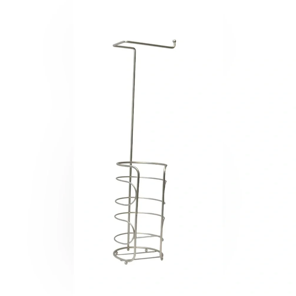 Mainstays Freestanding Satin Nickel Steel Toilet Paper Holder with Storage